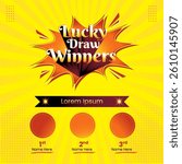 Lucky Draw Winners Template Design Vector layered. prizes, Gifts, win, Social Media Post