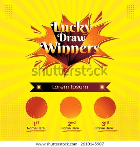 Lucky Draw Winners Template Design Vector layered. prizes, Gifts, win, Social Media Post