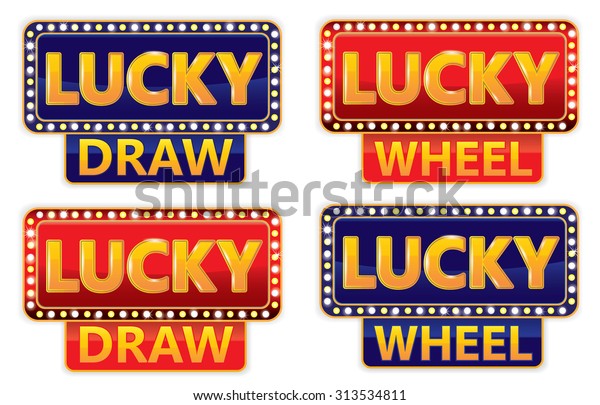Lucky\
Draw/Lucky wheel Typographic on Glowing\
banner