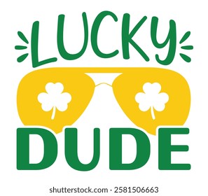 lucky dude - Happy St. Patrick typography T-shirt vector, Saint Patrick's Day gnome Illustration Design, lucky shamrock Clipart