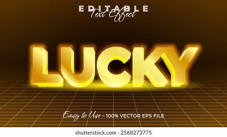 Lucky editable text style effect, Glow 3D text style theme.