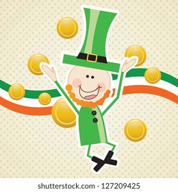 Lucky elf (money) On vintage background. Vector illustration