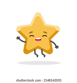 Lucky emoji star character jumping