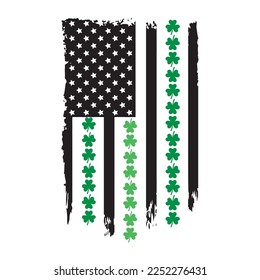 Lucky Flag Saint Patrick Day Lettering Decoration. Cloverleaf And Green Hat. Saint patricks Day Typography Poster