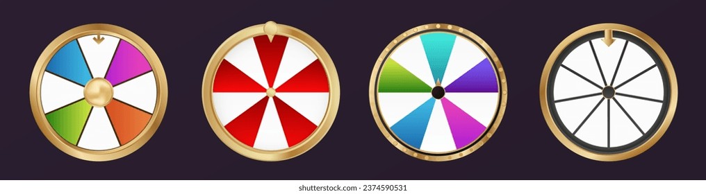 Lucky fortune wheel vector. Casino roulette leisure game template