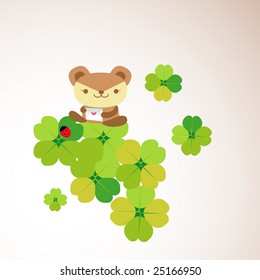 lucky four leaf and bear