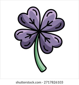 Lucky four leaf clover charm for good fortune isolated vector illustration on white background
