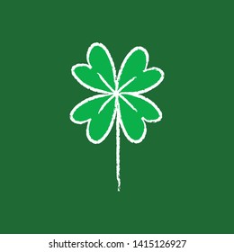 Lucky four leaf clover doodle. Hand drawn shamrock symbol of good luck. Four leaf 