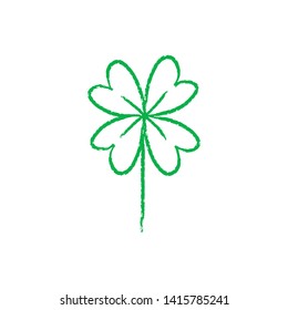 Lucky four leaf clover doodle. Hand drawn shamrock symbol of good luck. Four leaf 