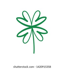 Lucky Four Leaf Clover Doodle. Hand Drawn Shamrock Symbol Of Good Luck. Four Leaf 