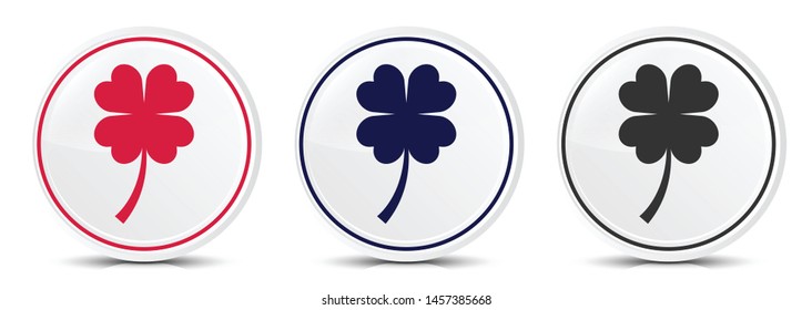 Lucky four leaf clover icon crystal flat round button set illustration design isolated on white background