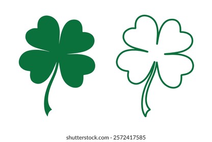 lucky four leaf clover icons in green and white color scheme