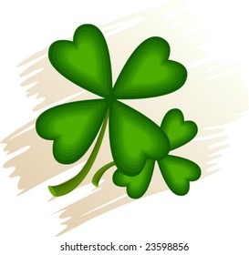 Lucky Four Leaf Clover isolated on white background : vector illustration