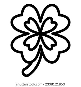 Lucky four leaf clover line icon. Irish shamrock for fortune outline style pictogram on white background. Happy Saint Patrick day signs for mobile concept and web design. Vector graphics