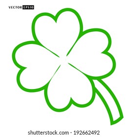 Lucky Four Leaf Clover Outline Vector Illustration