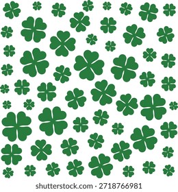Patrón sin fisuras del trébol de cuatro hojas de la suerte. Textura verde Vector de los tréboles en el fondo blanco. Papel de embalaje del día de San Patricio o diseño de tela.