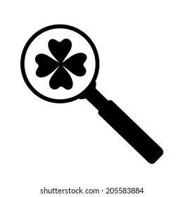 Lucky four leaf clover vector illustration with Search Icon