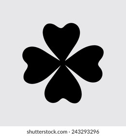 Lucky four leaf clover vector illustration on a grey background