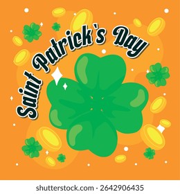 Lucky four leaf clover. Vector illustration