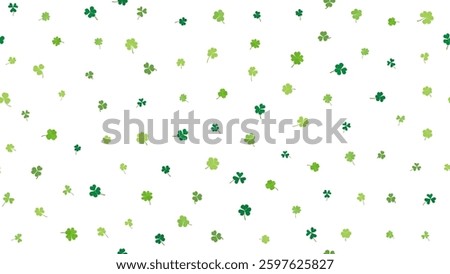 Lucky four leaf green clovers seamless pattern endless, background texture vector. Saint Patrick's Day