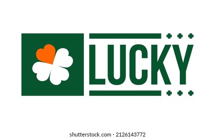 lucky, four leaves clover vector stamp