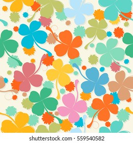 Lucky four leaves St.Patrick seamless pattern in colors