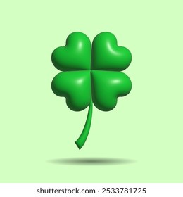 lucky four-leaf clover 3D icon illustration