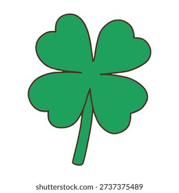 Lucky Four-leaf clover for St Patrick's Day. Vector illustration