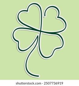  Lucky Four-Leaf Clover Sticker Illustration for St. Patrick’s Day and Decorative Use