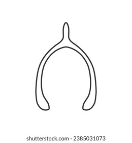 Lucky furcula wishbone or merrythought flat vector line icon for apps and websites icon