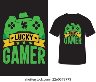 Lucky gamer t-shirt design for st patricks day