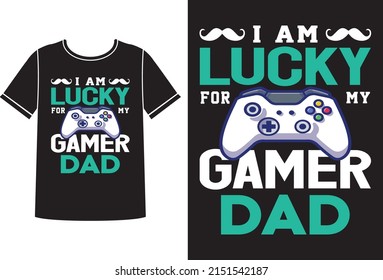 I am lucky gamer t-shirt design template