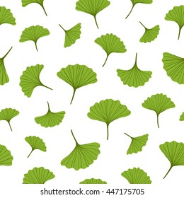 Lucky ginkgo biloba leaves seamless pattern