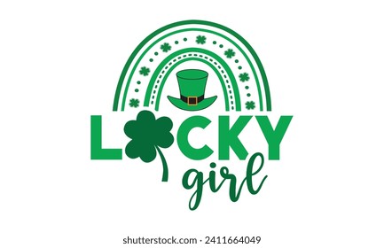 Chica afortunada, San Patricio, camiseta del Día de San Patricio, Retro St. Patricks, Shamrock Svg, Happy St. Patrick's Day, citas de camisetas, Cricut Cut Files, Silhouette, vector