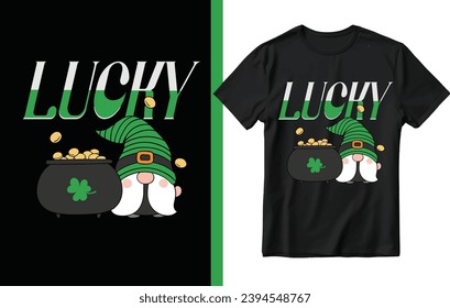Lucky gnome t shirt design, st.patrick's day t shirt design.