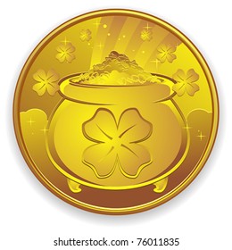 Lucky Gold Coin Charm Cartoon Illustration