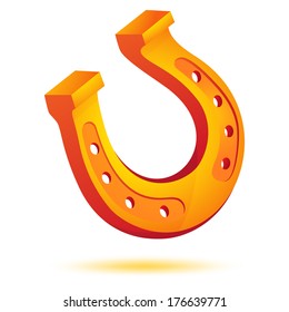 Lucky gold, golden horseshoe icon isolated on white. Vector