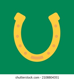 Lucky Gold Horseshoe. Saint Patrick's Day Fortune Lucky Charm Icon isolated. Gold trinket or amulet for March 17. Part of a Saint Patrick's Day Holiday Celebration icon set.