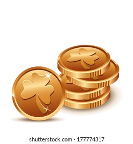 Lucky golden coins for St. Patrick's day