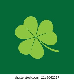 Lucky Green 3 Leaf Clover. Saint Patrick's Day Festivity Fortune Shamrock Icon isolated. Part of a Saint Patrick's Day Holiday Celebration set with multiple icons.