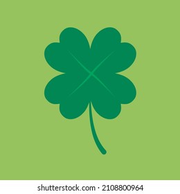 Lucky Green 4 Leaf Clover. Saint Patrick's Day Festivity Fortune Shamrock Icon isolated. Part of a Saint Patrick's Day Holiday Celebration set with multiple icons.