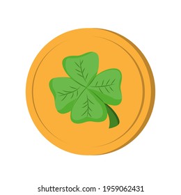 Lucky Green Clover Coin Good Luck Stock Vector (Royalty Free ...