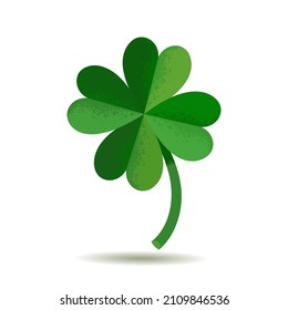 Lucky Green Four Leaf Clover for St. Patrick's Day. Vector illustration isolated on white background.