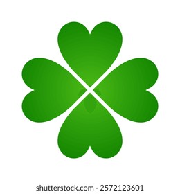 Lucky Green Four Leaf Clover four symbol vector isolated on white background