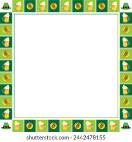 Lucky Green hat, Drink Mug, and Gold coin border with central white base for Saint Patrick's Day