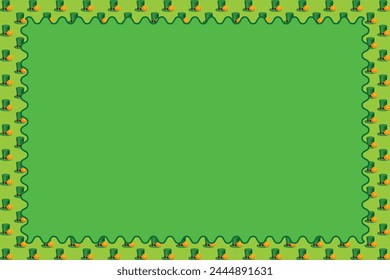 Lucky Green hat and Gold coin frame with central green 4×6 inch Postcard background for Saint Patrick's Day