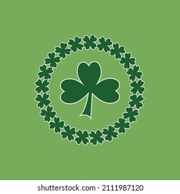 Lucky green leaf icon vector on green background.Design on St. Patrick's Day concept. 