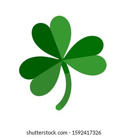 Lucky green shamrock three leaf clover for St. Patrick's Day. Vector illustration isolated on white background.