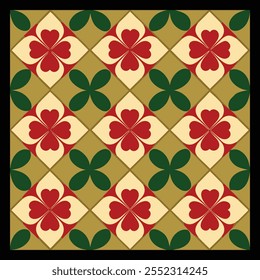 Lucky Green Shamrocks and Colorful Four-Leaf Clovers in a Seamless Pattern for St. Patrick’s Day Festivity