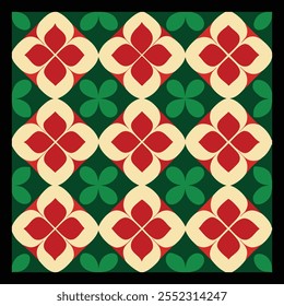 Lucky Green Shamrocks and Colorful Four-Leaf Clovers in a Seamless Pattern for St. Patrick’s Day Festivity